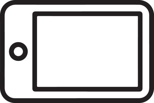 Simple outline icon of a smartphone in landscape orientation with a blank screen vector
