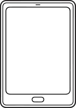 Simple outline drawing of a modern tablet computer with a blank screen and home button vector