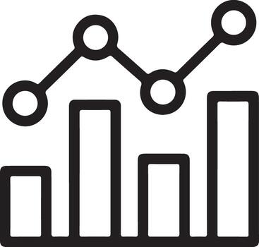 Simple line graph and bar chart icon representing data analysis and financial growth vector