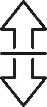 Simple outline icon representing up and down arrows divided by a horizontal line vector