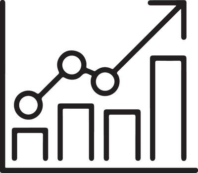 Simple line graph and bar chart showing upward trend and growth vector