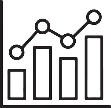 Simple line graph and bar chart icon representing financial growth and data analysis vector