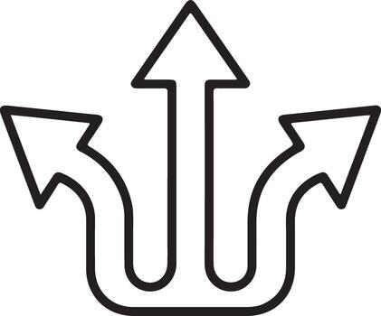 Tres flechas derivación fuera en diferente direcciones representando opciones y rutas vector