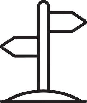Simple black outline icon of a two way street signpost with blank arrows on a white background vector
