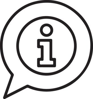 Simple outline icon of an information symbol inside a speech bubble vector