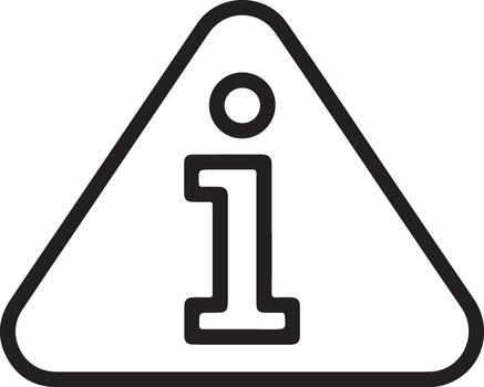 Black and white outline of an information symbol inside a warning triangle vector