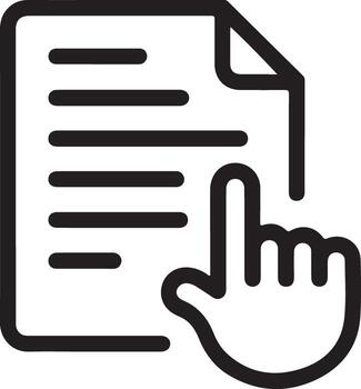 Digital document with a pointing finger icon indicating selection or interaction vector