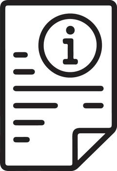 Information icon on a document with text lines and a folded corner vector