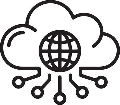 global nube informática red con interconectado digital conexiones y datos fluir vector