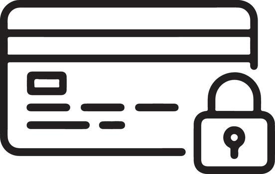 Secure credit card icon with padlock symbolizing financial security and protection vector