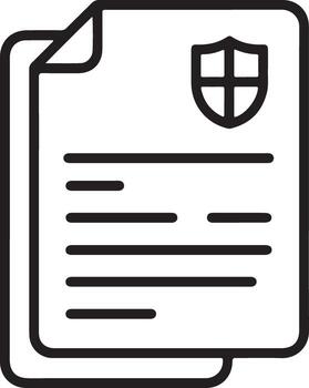 Icon of a shield on a document representing security and protection vector