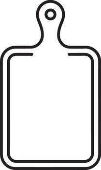 Simple outline illustration of a rectangular wooden cutting board with a handle vector