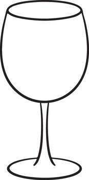 Outline drawing of an empty wine glass on a white background vector
