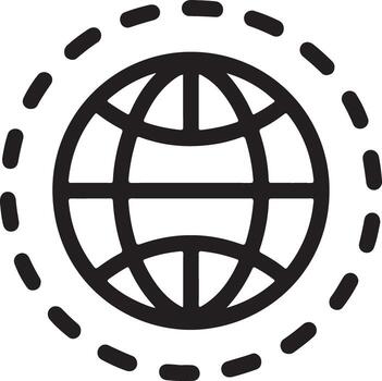 estilizado globo icono con rayado circulo representando global conectividad y red vector