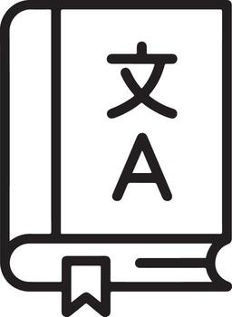 Open book with chinese characters and letter a on the cover symbolizing language learning vector