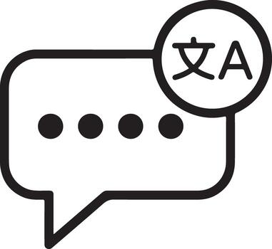 Speech bubble icon with chinese characters and english letters symbolizing translation and communication vector