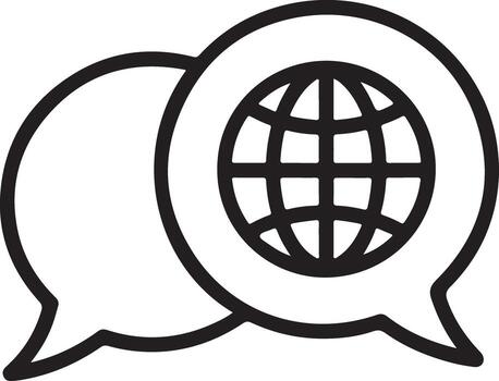 Global communication and language exchange represented by a globe inside a speech bubble icon vector