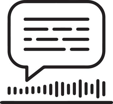Speech bubble with text and sound wave icon representing voice message or audio transcription vector