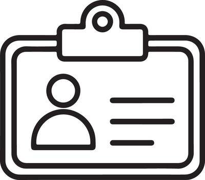 Simple outline icon of an identification card with person symbol and lines for text vector