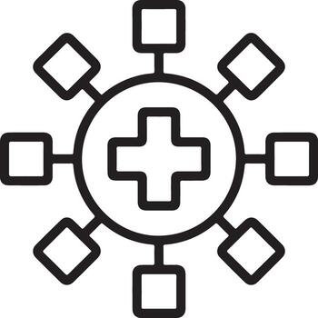 Abstract medical network icon with connecting nodes representing healthcare connections and data vector