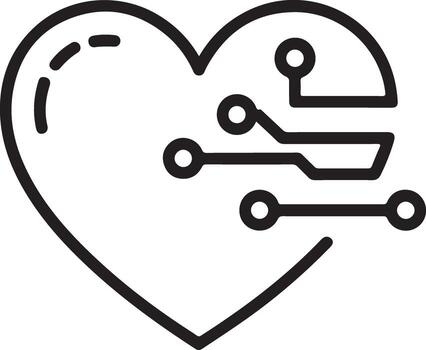Abstract digital heart icon representing technology and modern medicine with circuit board elements vector