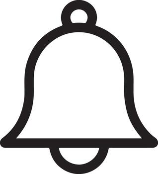 Simple black outline of a classic bell icon with a loop for hanging on a white background vector