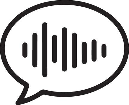 Outline of a speech bubble containing a sound wave graphic representing audio communication vector
