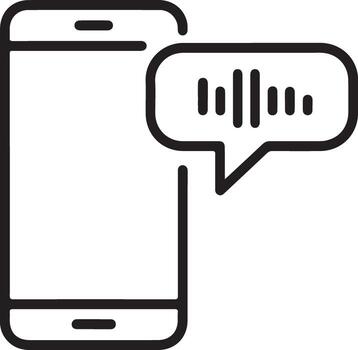 Modern smartphone with a speech bubble displaying a sound wave icon representing voice message vector