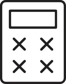 Simple line art icon of a calculator with a blank display and four buttons vector