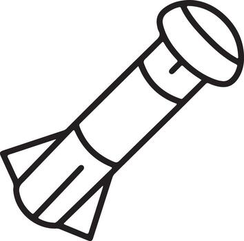 Simple hand drawn outline illustration of a rocket or missile with fins and a round nose cone vector
