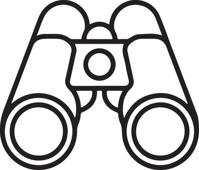 Simple outline icon of binoculars symbolizing observation and exploration vector