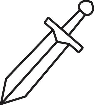 Simple hand drawn outline of a medieval sword on a white background vector
