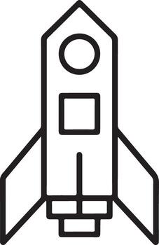 Simple line art icon of a retro style rocket ship ready for space exploration launch vector