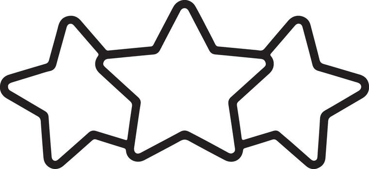 Simple hand drawn outline of three stars in a row on a white background vector