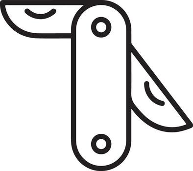 Simple outline icon of a folding pocket knife with two blades open on a white background vector