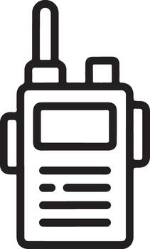 Simple line art icon of a portable two way radio communicator device vector