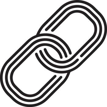 Simple black and white graphic illustration of two interlinked chain segments representing connection and unity vector