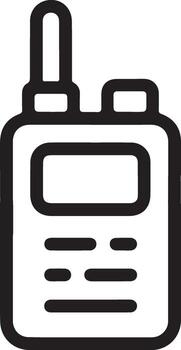 Simple outline icon of a portable two way radio communicator device vector