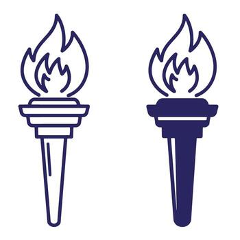 ilustración de dos antorcha íconos representando fuego y contorno simbolismo elementos vector