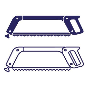 illustration of two hand saws displaying a solid and outlined design with a clean aesthetic vector