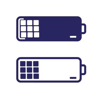 Charging battery indicator icon with nine square grids representing power level status vector