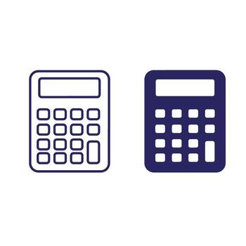 Two simple illustrations of a calculator in contrasting styles and color variations vector