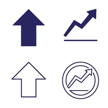Simple upward arrows and growth charts representing increase and positive progression vector