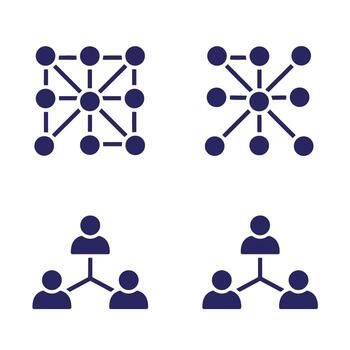 illustrations of network connections and teamwork representation on white background vector