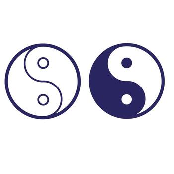 illustration of yin and yang symbols in different color and outline styles vector