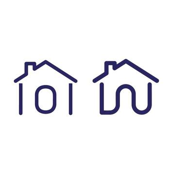 Two simple house icons with different internal shapes on a white background vector