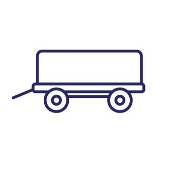 Simple linear icon of a farm wagon isolated against a white background in outline style vector