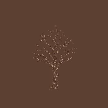 Elegant tree silhouette composed of tiny glowing dots against a solid dark , emphasizing minimalistic and artistic design vector