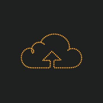 Digital cloud with upload arrow symbolizing cloud storage and data transfer technology on dark vector