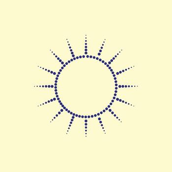 Stylized sunburst pattern composed of evenly spaced dots radiating outward on a light vector